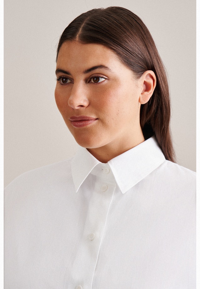 Grande taille Collar Long Blouse in White |  Seidensticker Onlineshop