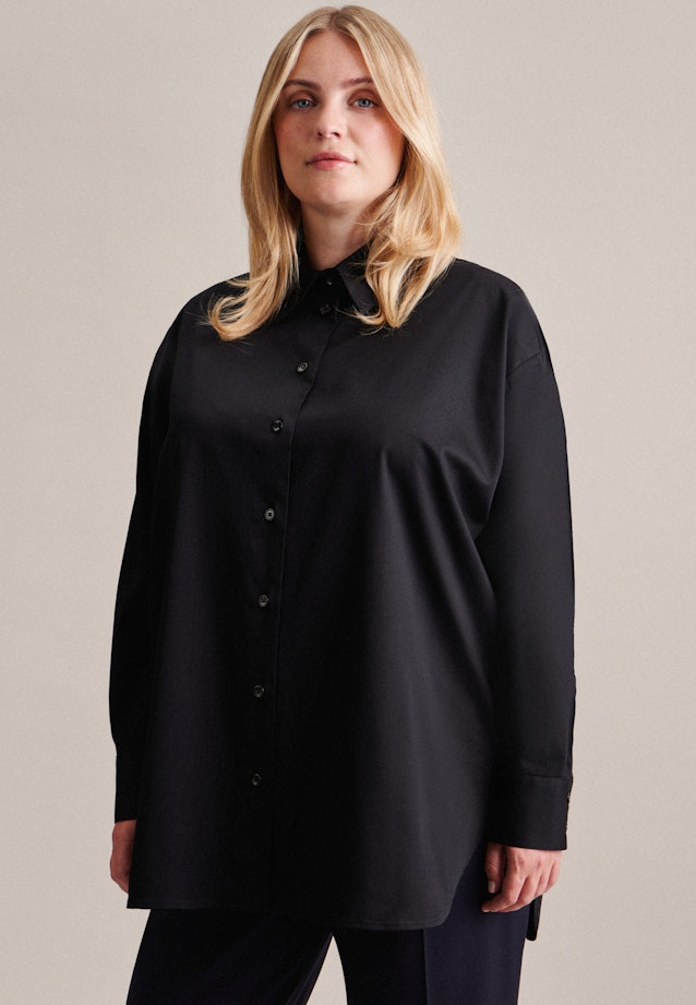 Grande taille Collar Long Blouse in Black |  Seidensticker Onlineshop