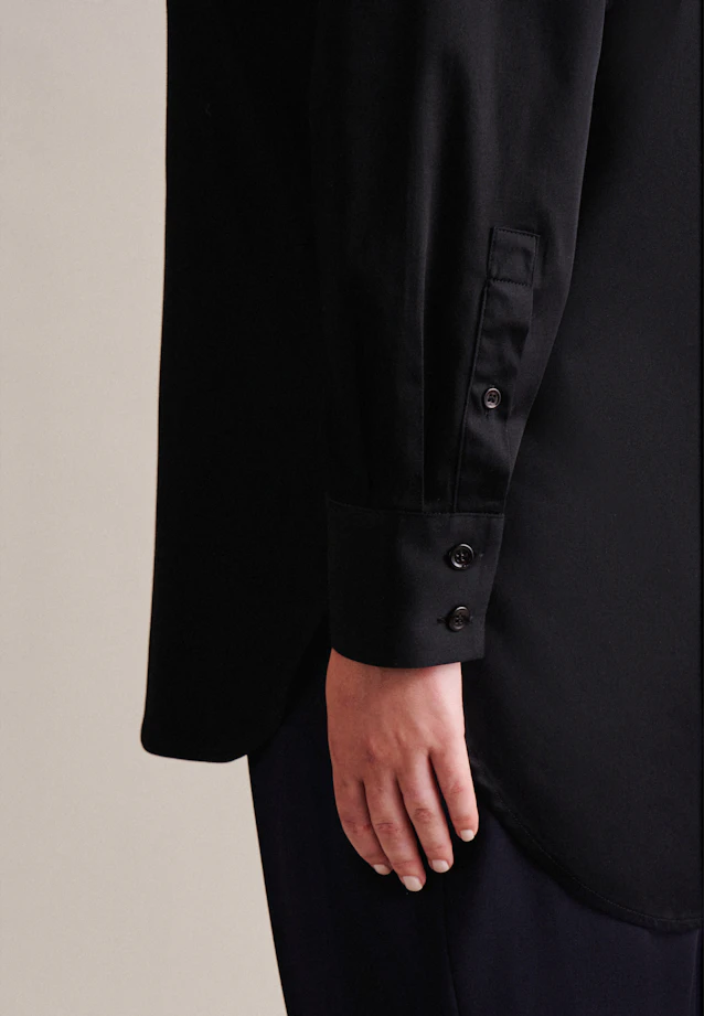 Longbluse Uni in Schwarz |  Seidensticker Onlineshop