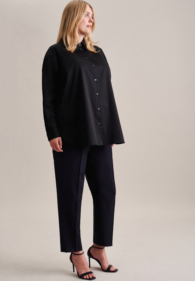 Curvy Kragen Longbluse Oversized in Schwarz |  Seidensticker Onlineshop