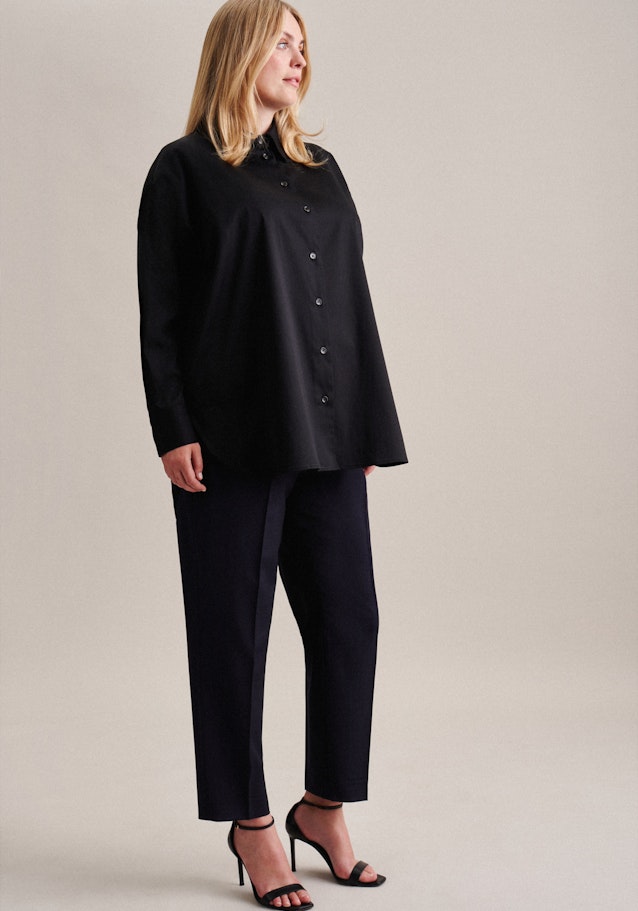 Grande taille Collar Long Blouse in Black |  Seidensticker Onlineshop