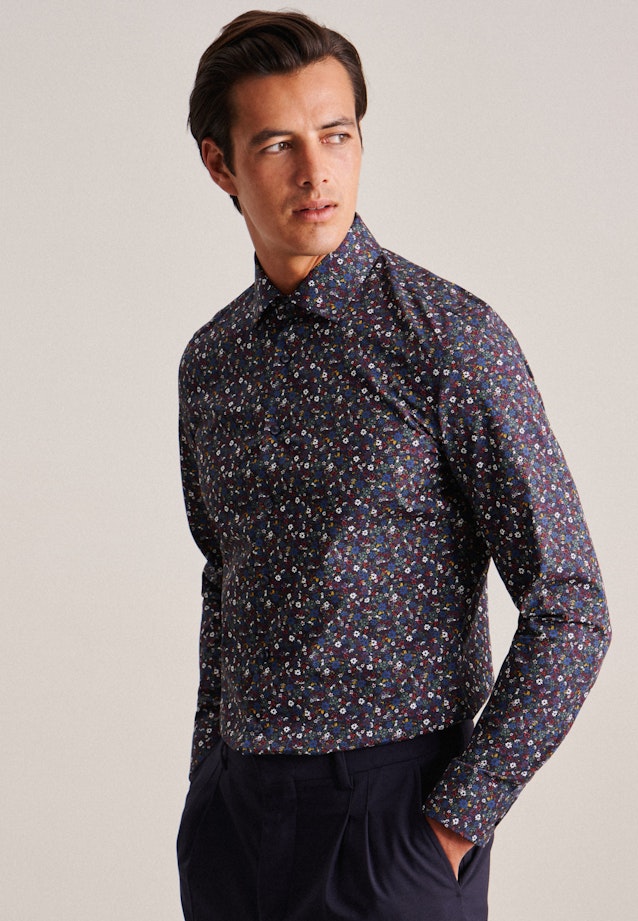 Shaped Business shirt Print in Dark Blue |  Seidensticker Onlineshop