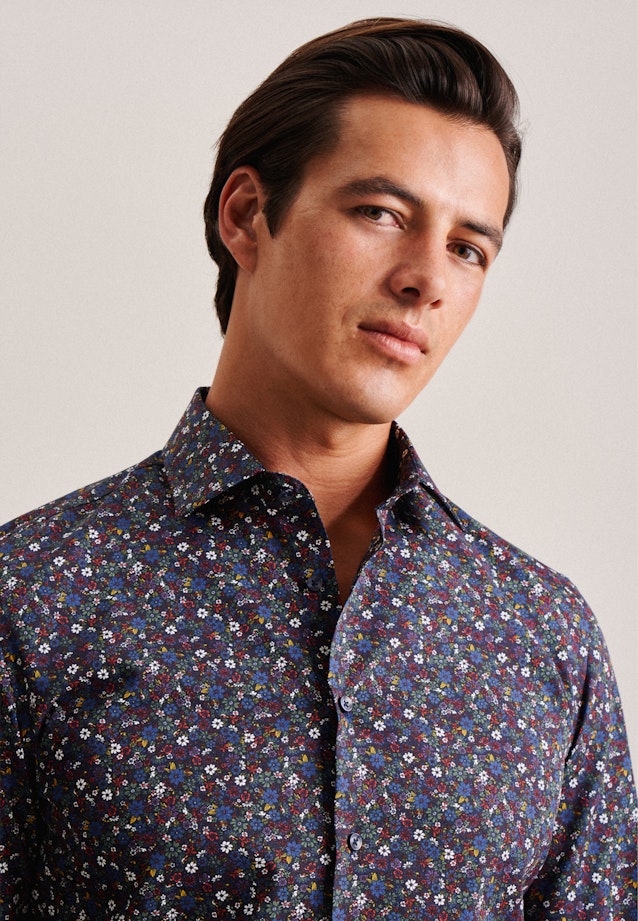 Shaped Business shirt Print in Dark Blue |  Seidensticker Onlineshop