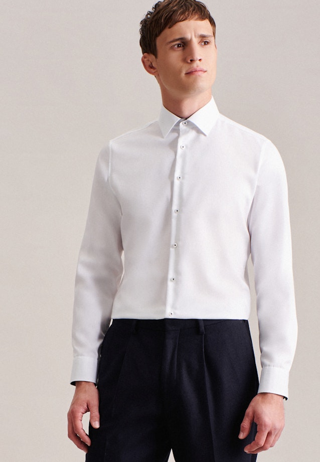 Chemise Business Slim Twill (sergé) Col Kent in Blanc | Seidensticker Onlineshop