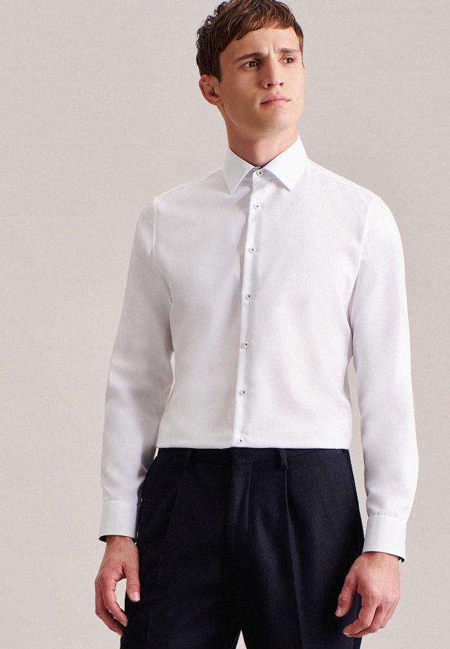 Non-iron Twill Business overhemd in Slim with Kentkraag in Wit | Seidensticker Onlineshop