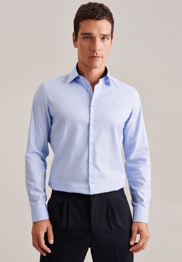 Non-iron Twill Business Shirt in Slim with Kent-Collar in Light Blue |  Seidensticker Onlineshop