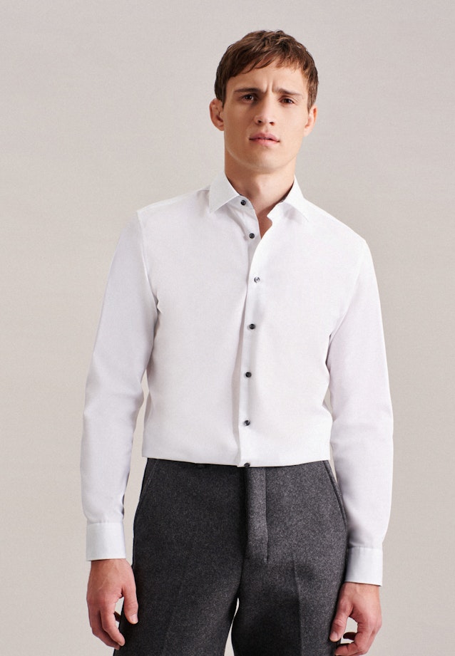 Non-iron Poplin Business Shirt in Slim with Kent-Collar in White |  Seidensticker Onlineshop