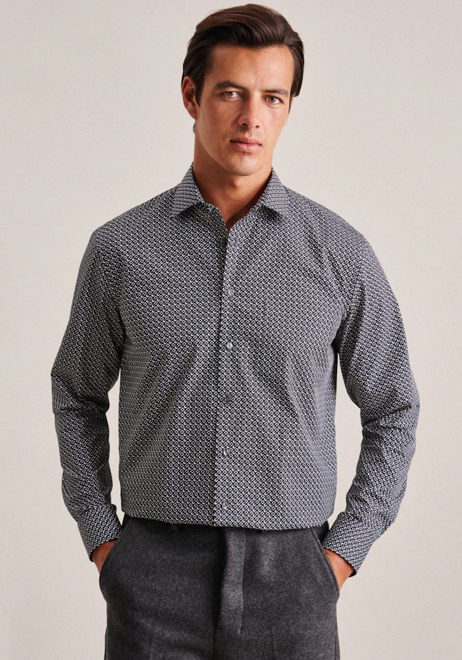 Regular Chemise d'affaires Imprimé dans Noir | Boutique en ligne Seidensticker