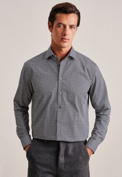Regular Chemise d'affaires Imprimé in Noir |  Seidensticker Onlineshop