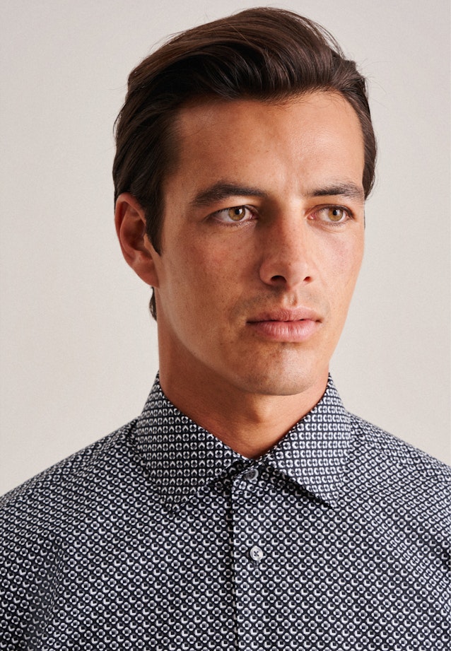 Regular Business Hemd Druck in Schwarz |  Seidensticker Onlineshop