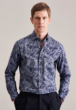 Slim Chemise en flanelle Floral in Bleu Foncé |  Seidensticker Onlineshop