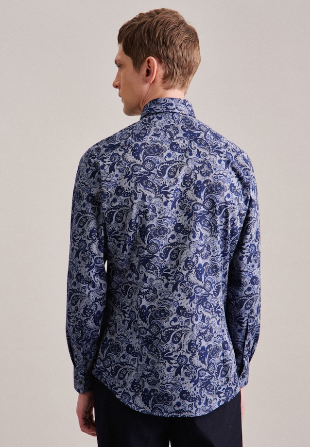 Slim Chemise en flanelle Floral in Bleu Foncé |  Seidensticker Onlineshop