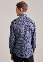 Slim Chemise en flanelle Floral in Bleu Foncé |  Seidensticker Onlineshop
