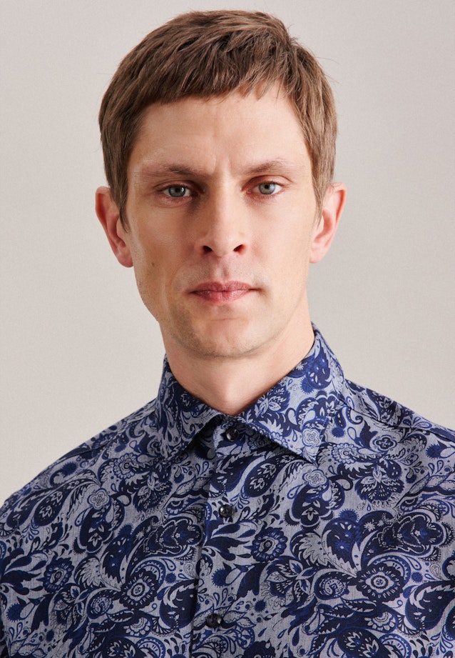 Slim Chemise en flanelle Floral in Bleu Foncé |  Seidensticker Onlineshop