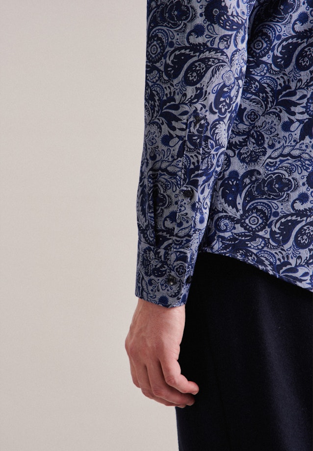 Slim Chemise en flanelle Floral in Bleu Foncé |  Seidensticker Onlineshop