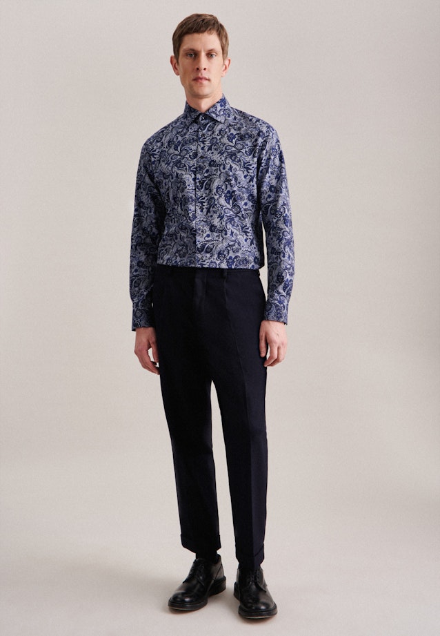 Slim Chemise en flanelle Floral in Bleu Foncé |  Seidensticker Onlineshop