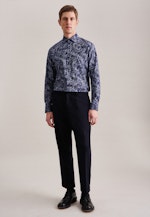 Slim Chemise en flanelle Floral in Bleu Foncé |  Seidensticker Onlineshop