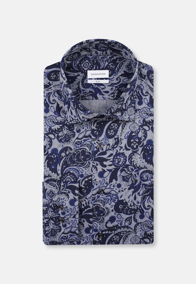 Slim Chemise en flanelle Floral in Bleu Foncé |  Seidensticker Onlineshop