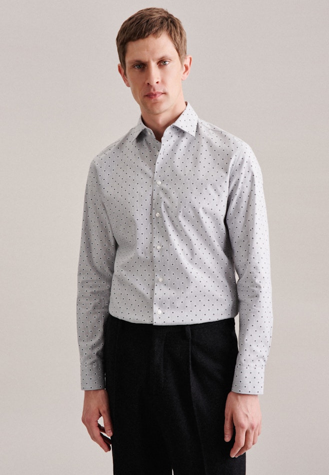 Flannel shirt in Slim with Kent-Collar in Grey | Seidensticker online shop