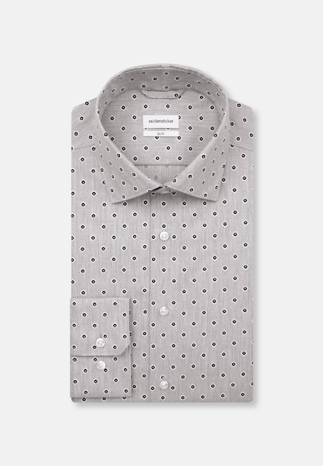Slim Flanellhemd Druck in Grau |  Seidensticker Onlineshop