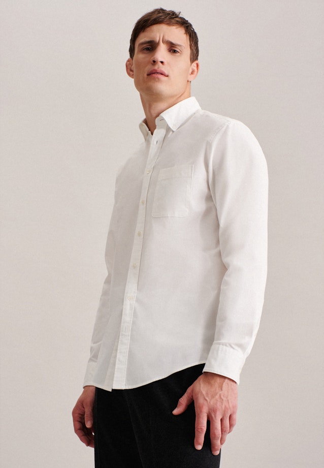 Casual Hemd in Regular mit Button-Down-Kragen in Ecru |  Seidensticker Onlineshop
