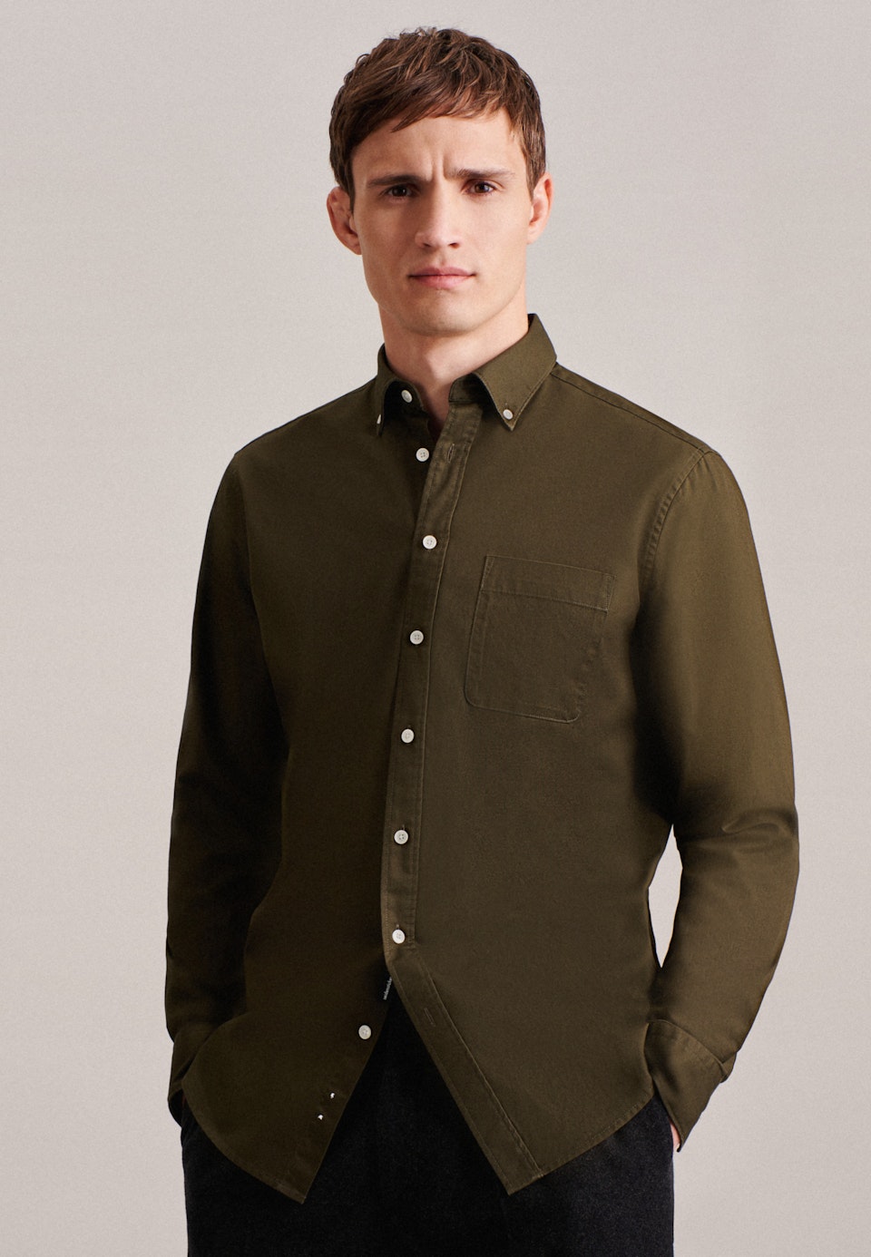 Casual Hemd in Regular mit Button-Down-Kragen in Grün |  Seidensticker Onlineshop