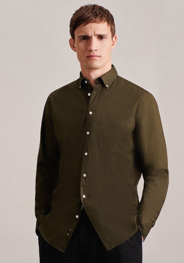 Casual overhemd in Regular with Button-Down-Kraag in Groen | Seidensticker Onlineshop