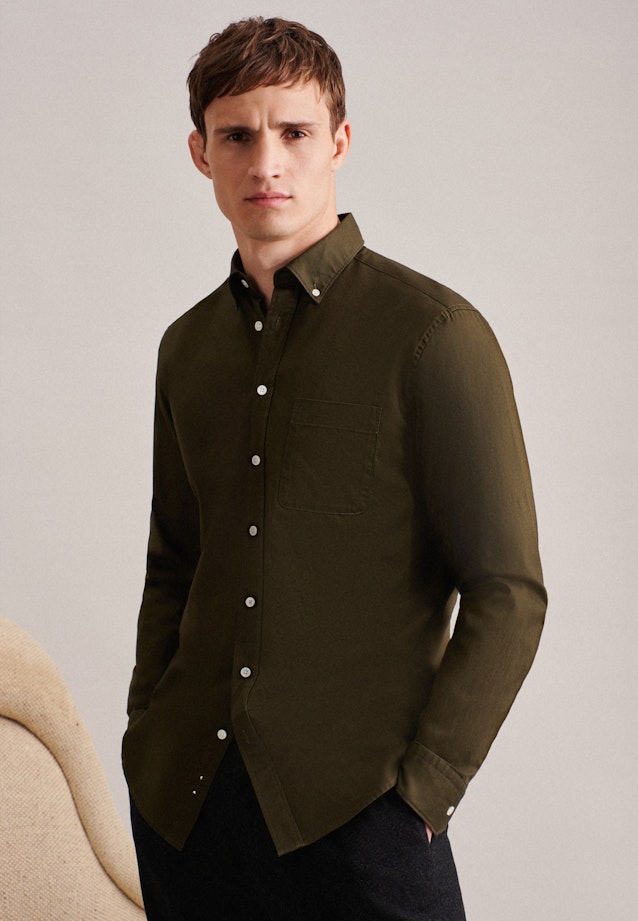 Regular Casual shirt Uni in Green |  Seidensticker Onlineshop