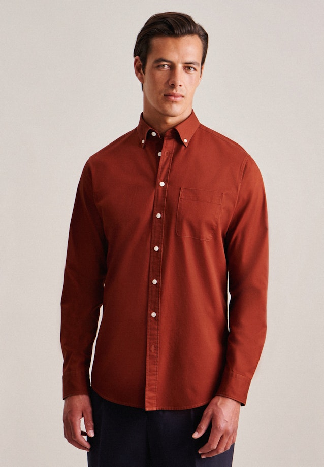 Casual overhemd in Regular with Button-Down-Kraag in Oranje | Seidensticker Onlineshop