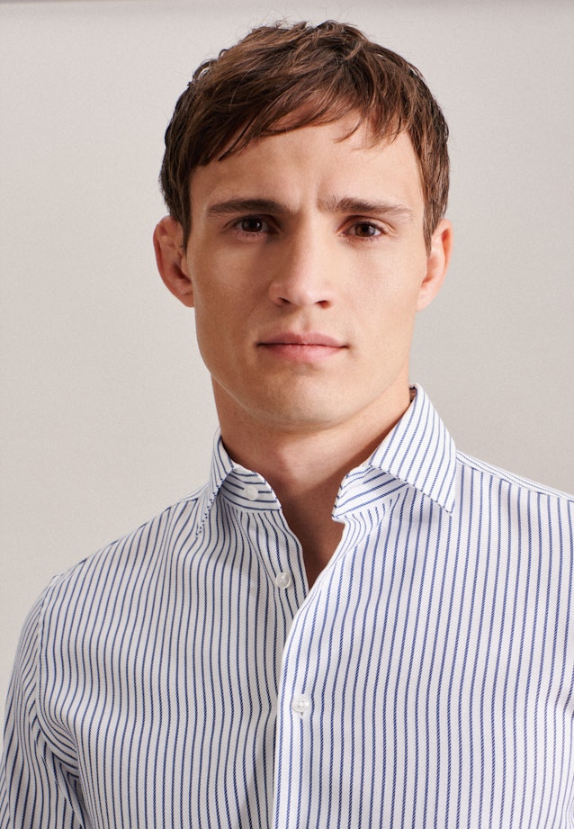 Slim Business Hemd Streifen in Mittelblau |  Seidensticker Onlineshop