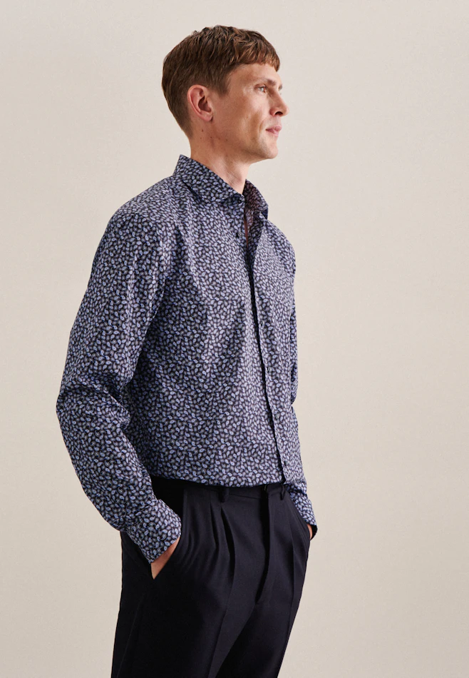 Regular Business Hemd Paisley in Dunkelblau | Seidensticker Onlineshop