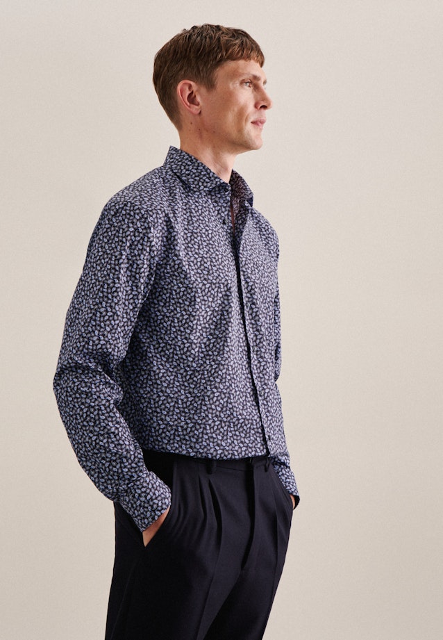 Regular Business Hemd Paisley in Dunkelblau |  Seidensticker Onlineshop