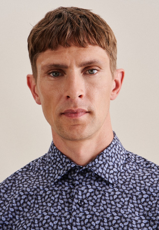 Regular Business shirt Paisley in Dark Blue |  Seidensticker Onlineshop