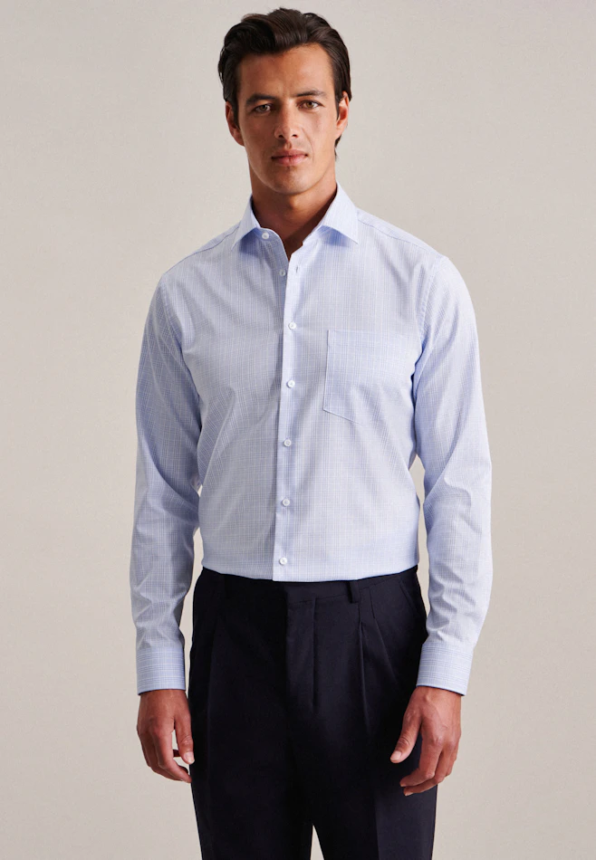 Regular Business shirt Check in Light Blue | Seidensticker online shop