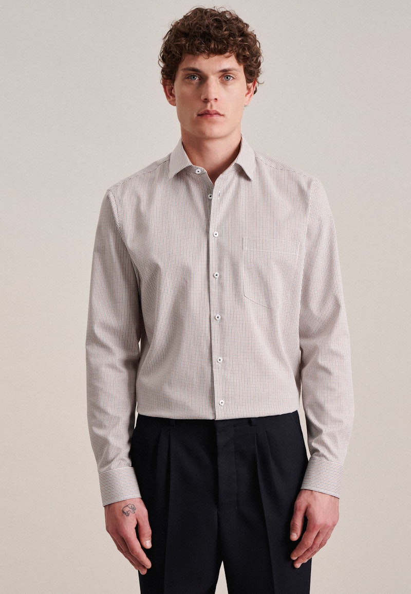Non-iron Twill Business Shirt in Regular with Kent-Collar