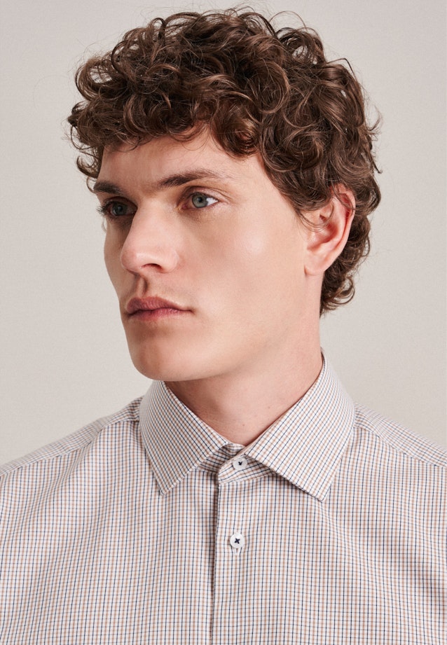 Non-iron Twill Business Shirt in Regular with Kent-Collar in Brown |  Seidensticker Onlineshop