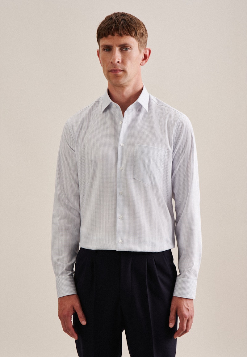 Non-iron Herringbone pattern Business Shirt in Regular with Kent-Collar