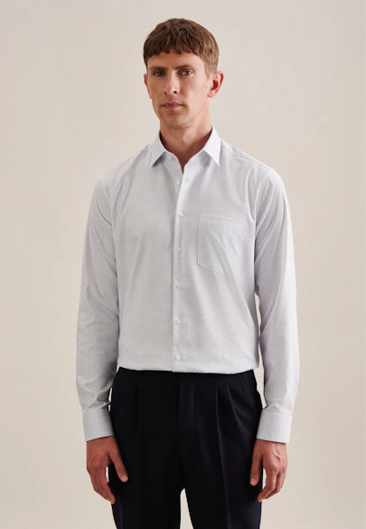 Regular Business shirt Check in Medium Blue |  Seidensticker Onlineshop