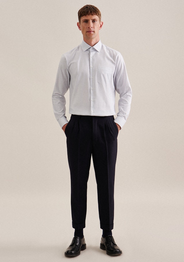 Non-iron Herringbone pattern Business Shirt in Regular with Kent-Collar in Medium Blue |  Seidensticker Onlineshop