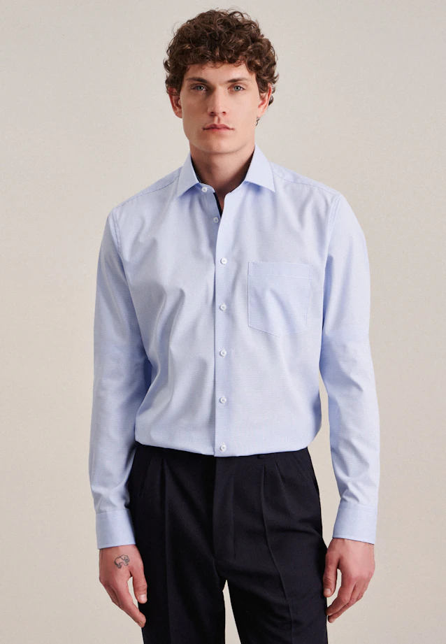Regular Business shirt Check in Light Blue |  Seidensticker Onlineshop