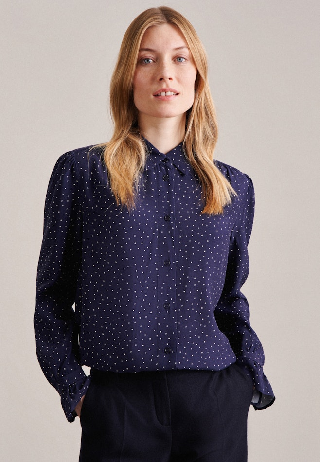 Long sleeve Plain weave Shirt Blouse in Dark Blue | Seidensticker Onlineshop