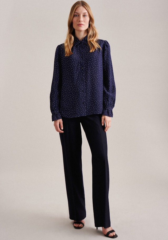 Long sleeve Plain weave Shirt Blouse in Dark Blue |  Seidensticker Onlineshop