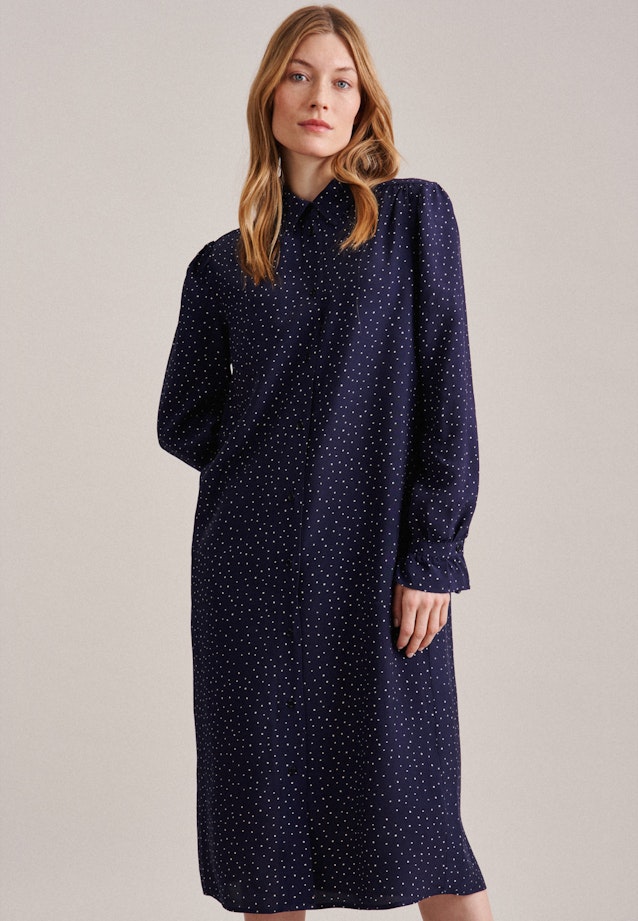 Plain weave Midi (knee-length) Dress in Dark Blue |  Seidensticker Onlineshop