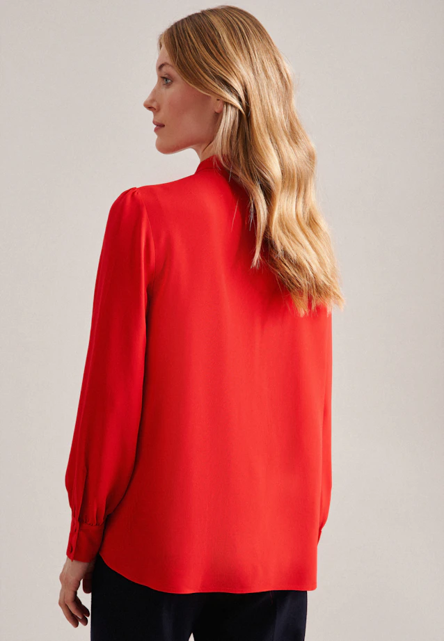 Stand collar blouse Uni in Red |  Seidensticker Onlineshop