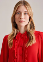Stand collar blouse Uni in Red |  Seidensticker Onlineshop