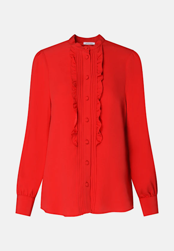 Stand collar blouse Uni in Red |  Seidensticker Onlineshop