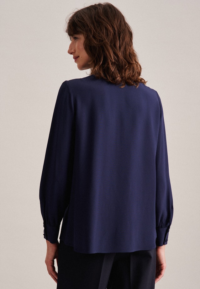 Long sleeve Crepe Stand-Up Blouse in Dark Blue | Seidensticker Onlineshop