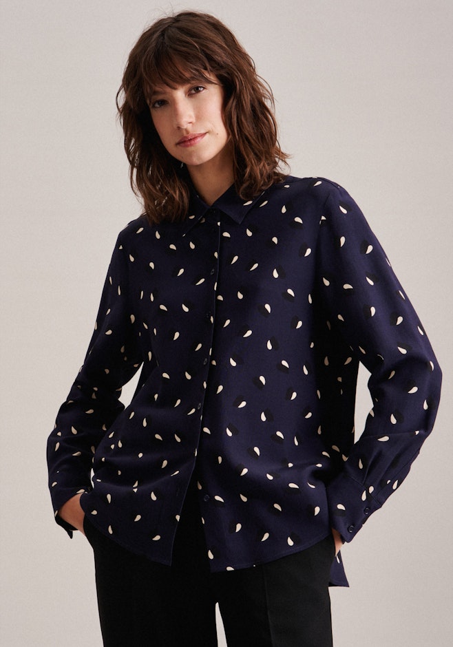 Regular Hemdbluse Druck in Dunkelblau | Seidensticker Onlineshop