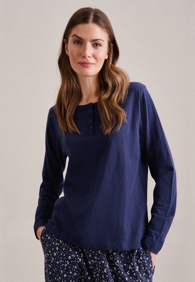 Pyjama Henley in Bleu Foncé |  Seidensticker Onlineshop