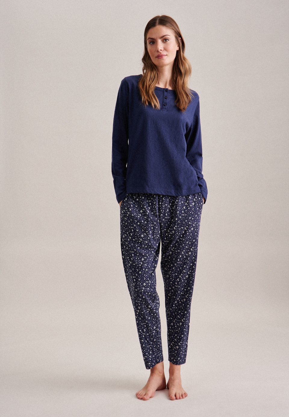 Pyjama Henley in Bleu Foncé |  Seidensticker Onlineshop